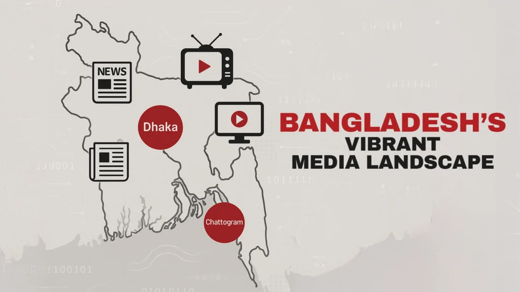 How to Get Bangladeshi Media Coverage 1 Bangladeshi Media Coverage landscape with newspapers and TV channels